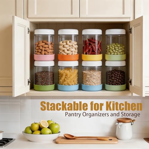 6-Pack 16oz Glass Overnight Oats Containers with Lids and Silicone Sleeves | Wide Mouth Meal Prep Jars for Yogurt Chia Salad Snacks Sugar - Leakproof Stackable Mason Jars Sugar and Creamer Set - size: 16oz