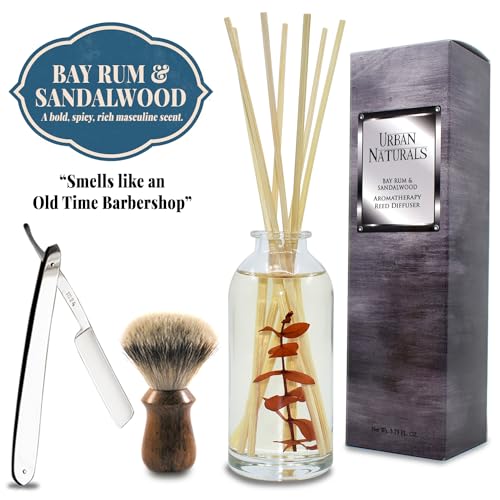 Reed Diffuser Set, Bay Rum & Sandalwood - Bathroom Décor | Powdery Bay Rum, Earthy Patchouli & Musk, A bold, spicy, Masculine scent - color: Bay Rum & Sandalwood