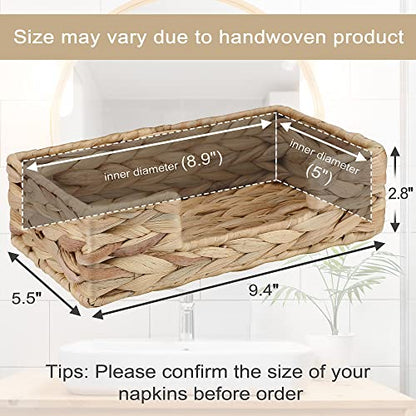 Tissue Holder Wicker Woven Basket Toilet Paper Hand Towel Bathroom Decor | Water Hyacinth, Handwoven, Rectangle, Home Decor, Tissue Holder For Bathroom - size: L9.4" X W5.5" X H2.8"