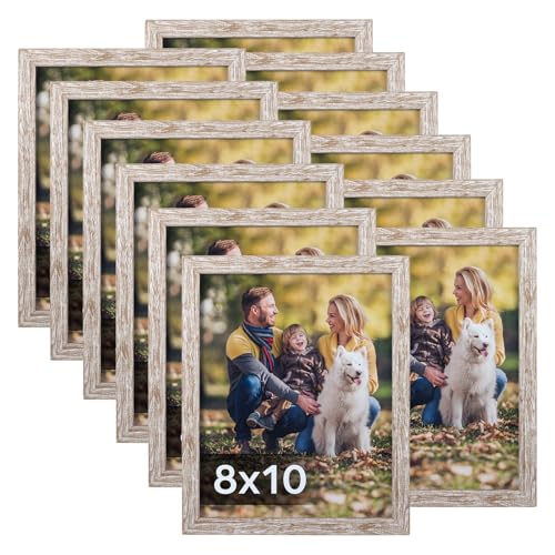Lyeasw Rustic 8x10 Picture Frame Set of 12, Multi Woodgrain Farmhouse Photo Frames for Wall or Tabletop, Beige - color: Beige, size: 8x10