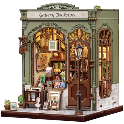 Book Nook Kit – DIY Miniature House Gallery Bookstore | Booknook Bookshop 3D Wooden Puzzles for Adults Bookshelf Building Kit Gifts for Women Book Lovers - style: Gallery Bookstore