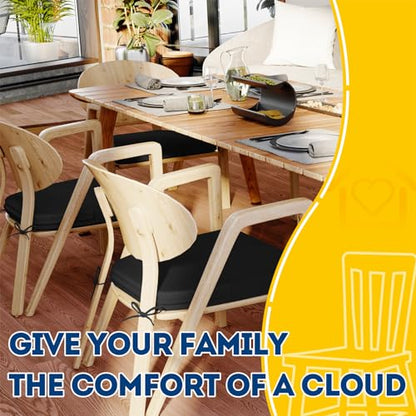 AAAAAcessories D-Shaped Chair Cushions, 2" Thick Dining Chair Pads with Ties and Removable, Machine-Washable Cover, 17" x 16", Set of 8, Black - color: Black, size: 8 Count(Pack of 1)