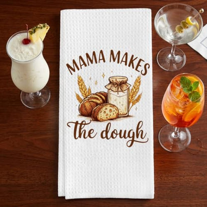 Sourdough Baking Gifts Dish Towels for Women Hostess, Baker Mom Waffle Weave Kitchen Towels for Bread Lover, Mama Makes The Dough - color: Dough