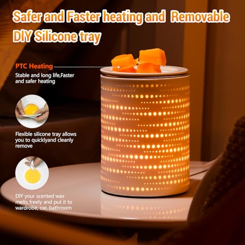inrorans Wax Melt Warmer Ceramic Oil Burner with Timer Electric Candle Wax Melter with Led Coloful Changing Silicone Removeable Tray for Home Gifts-Sun Moon Galaxy - color: Sun Moon Galaxy