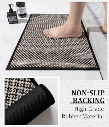 Thin Bath Mat Black Bathroom Rugs Sets 5 Pieces, Non Slip Absorbent Bath Mats Quick Dry, Woven Braided Rugs Washable, Bathroom Toliet,Bathtub - color: Black, size: 5Pieces