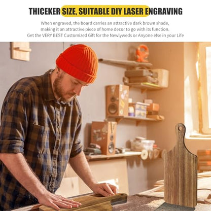 Patelai 1 Pack Thicken Bamboo Cutting Board Bulk, 11x5 Inch Acacia Wood Chopping Crafts Customized Laser Engraving Serving Charcuterie Boards Mother's Day Housewarming Gift,0.60" Thick (Acacia Wood) - color: Acacia Wood