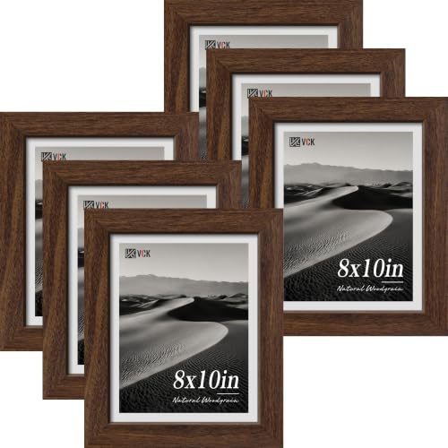 VCK 8x10 Picture Frames Brown - Wide Border Wood Poster Frame, Multi-Directional Display Family Photos, Office Prints, Studio/Gallery Artwork, Woodgrain Series, Tabletop & Wall Hanging, Set of 6 - color: Brown, size: 8 x 10