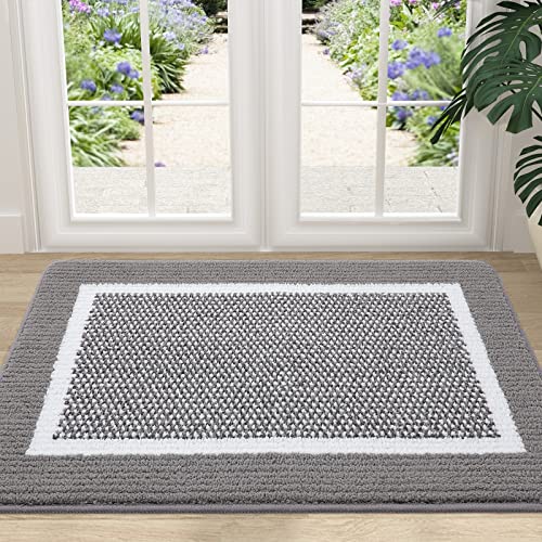 Colorxy Indoor Door Mat, Non-Slip Absorbent Resist Dirt Entrance Mat, Sturdy Low-Profile Inside Floor Mats, Washable Front Entry Doormats for Entryway, 36''x24'', Grey - color: Grey, size: 36''x24''
