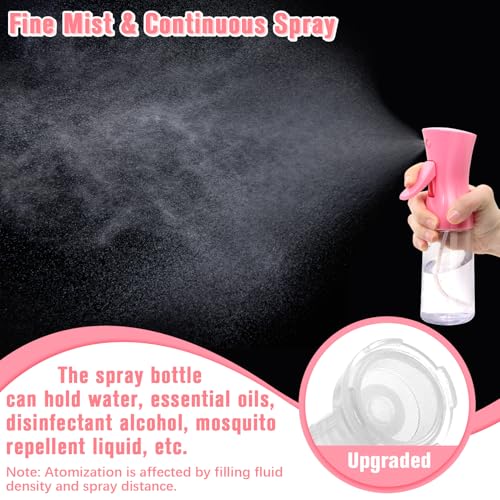 Spray Bottle For Hair,Continuous Water Mister for Hairstyling, Salons, Cleaning, Plants,Essential Oil Scents,Ultra Fine Mist Sprayer,6.8 OZ /200 ML-pink(Christmas Gifts) - color: Bright Pink