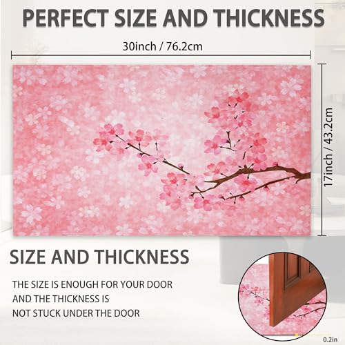 SPUNKER Pink Cherry Blossoms Welcome Mat, 30"L x 17"W, Non-Slip & Absorbent, Indoor/Outdoor, SPK-DM0415-1730 - color: Pink Cherry Blossoms