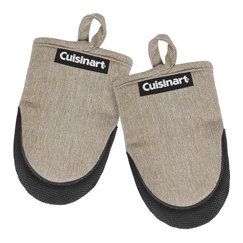 Cuisinart Mini Oven Mitts, 2-Pack, Neoprene Grip, Heat Resistant 350F | Cotton-lined, non-slip neoprene palm, ambidextrous design, ideal for smaller hands and everyday cooking - color: Taupe
