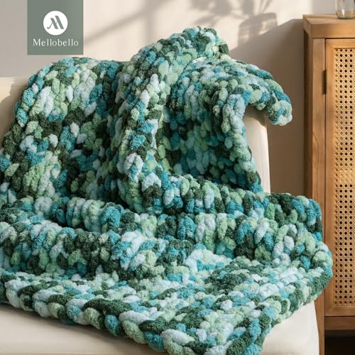 Jumbo Chunky Yarn for Hand Knitting - Super Thick Chenille Chunky Yarn for Crocheting - Extra Soft Bulky Fluffy Blanket Big Yarns 8 Jumbo Pack (27yds,8 oz Each Skein) - color: Moss Field