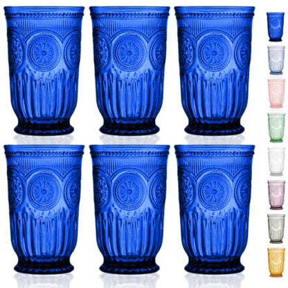 Cobalt Blue Highball Glasses set of 6 tall drinking glasses for tablesetting with cobalt blue glassware dishwasher friendly made without lead - color: Cobalt, size: Tall