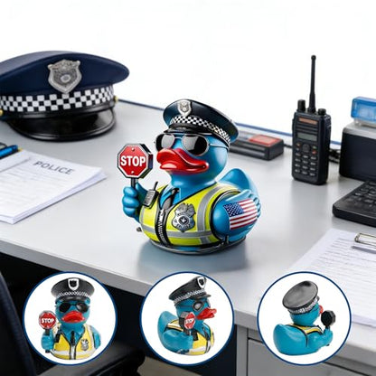 Traffic Police Resin Duck Figurines | Hand-Painted Resin Collectible Duck Ornaments, Novelty Home Decor & Display Gifts