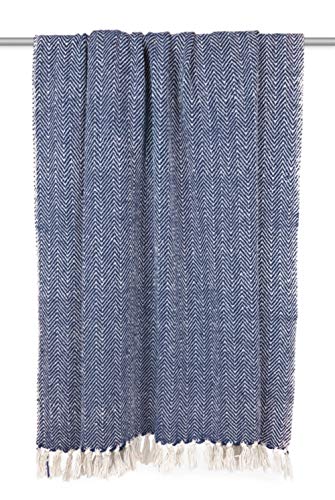 DII Chevron Throw Collection Handloomed Cotton, 50x60, Nautical Blue - color: Nautical Blue, size: 50x60"