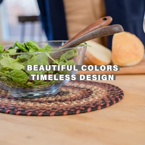 Homespice Prescott Jute Braided Placemats, Rect 13x19 Set of 6 | Black and Red Everyday and Holiday Table Mats, Rich Colors, Reversible, Durable and Easy to Clean - color: Prescott