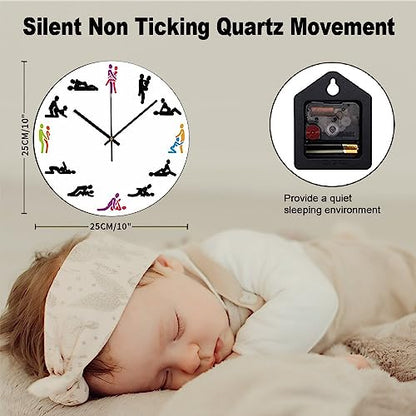 Valentine's Day Gift Wall Clock 10x10 Inch Bathroom PVC Wall Clocks Battery Operated Quartz Analog Quiet Modern Wall Hanging Round PVC Clock for Bedroom Laundry Room School - color: Style-6, size: 10x10in（black）