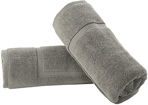 Bliss Casa Premium 100% Ring Spun Cotton Bath Mat, Bathroom Floor Towel Set - Pack of 2 Super Soft & Absorbent Luxury Hotel, Spa, Shower & Bath Tub Floor Mats Machine Washable 32"x20" (Grey)