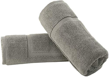 Bliss Casa Premium 100% Ring Spun Cotton Bath Mat, Bathroom Floor Towel Set - Pack of 2 Super Soft & Absorbent Luxury Hotel, Spa, Shower & Bath Tub Floor Mats Machine Washable 32"x20" (Grey)