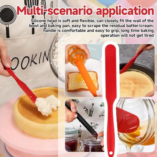 Silicone Jar Spatulas, Cake Cream Spatulas Set, Non-Stick Heat Resistant Mixing Butter Spatulas Baking Scrapers for Jars Blenders Cooking Stirring - color: Red, size: 24X2.5X0.5CM