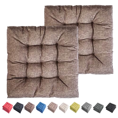 Outdoor Indoor Chair Cushions 20"x20" - Patio Furniture Cushion Set of 2 Comfortable Non-Slip Seat Pads Cover for Wicker Adirondack Deck Rocking Metal Chairs Universal Fit (2, Tan) - color: Tan