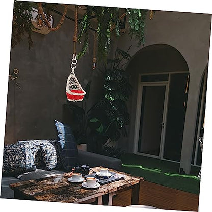 ORFOFE 5pcs Handwoven Rattan Hanging Baskets Nest Shape Decorative Storage Baskets Handles Stylish Wall Decor for Home and Office Organization