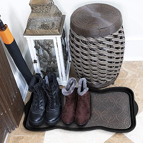 A1 Home Collections Heavy Duty Flexible 16 in. x 31 in. 100% Rubber Boot Mat. Multi-Purpose for Shoes, Garden - Mudroom, Entryway, Garage etc., Black/Copper - style: Geometric Bronze