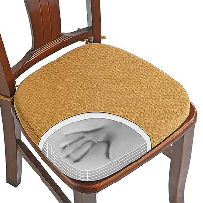BUYUE Luxury 100% Pure Memory Foam Chair Cushion 1 Pack, Jacquard 16" U-Shape Comfortable Dining Chair Pad, Removable Slip Resistant Kitchen Chair Seat Cushion, (1 piece, Ocher) - color: Ocher