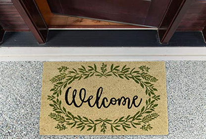 DII Natural Coir Doormat Outdoor Welcome Mat, 17x29, Greenery - color: Greenery
