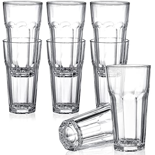 Yopay Set of 8 Highball Drinking Glasses, 12oz Lead-Free Tempered Water Glasses Thick Heavy Base, Clear Iced Hot Tea Glassware for Cocktail, Juice, Milkshake, Soda Beer Tumbler Cup (Pack of 2) - size: 12 oz (Pack of 2)