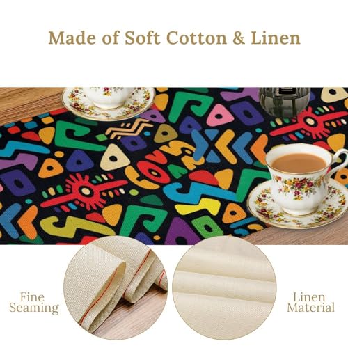 African Table Runner Abstract Geometry Nationality Tribe Table Runner for Kitchen Party Home Dining Room Table 13x36in - color: African-f88, size: 13in(33cm) x 36in(92cm)
