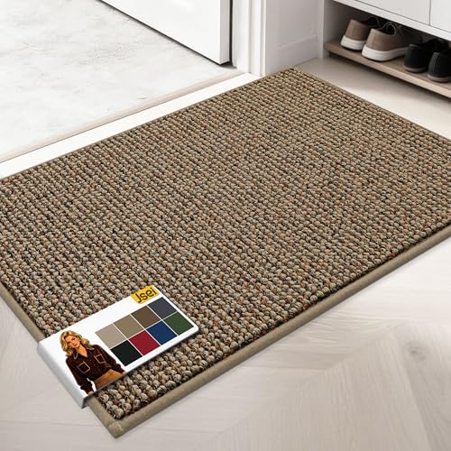 JSEI Door Mat for Entrance, TPR Non-Slip Backing, 24"x36", Taupe | Washable Low Profile Doormat for Front Door & Back Door, Absorbent Dirt-Trapping Entryway Rugs for Wet Shoes & Dirty Paws - color: Taupe, size: 24'' X 36''