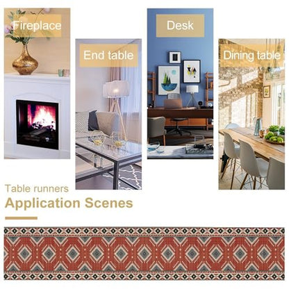 Aztec Table Runner, Boho Geometric Striped Pattern Tribal Table Cover for Farmhouse Home Dinning Living Room Western Party 13x36in - color: Aztec-4, size: 13x36in