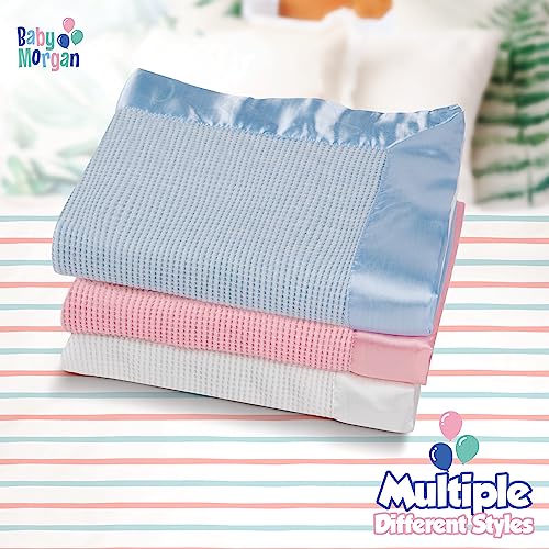 Thermal Waffle Knit Throw Blanket Satin Trim White 50" x 60" | Adult throw blanket with soft lightweight waffle knit design, satin trim & breathable layer for couch, bed & living room use. - color: White - Satin Trim