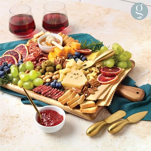 Charcuterie Board Set - Acacia Cheese Board Serving Tray with Accessories - House Warming Gifts for New Home, Bridal Shower & Wedding Gift, Birthday Gifts for Women - color: Acacia