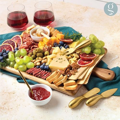 Charcuterie Board Set - Acacia Cheese Board Serving Tray with Accessories - House Warming Gifts for New Home, Bridal Shower & Wedding Gift, Birthday Gifts for Women - color: Acacia