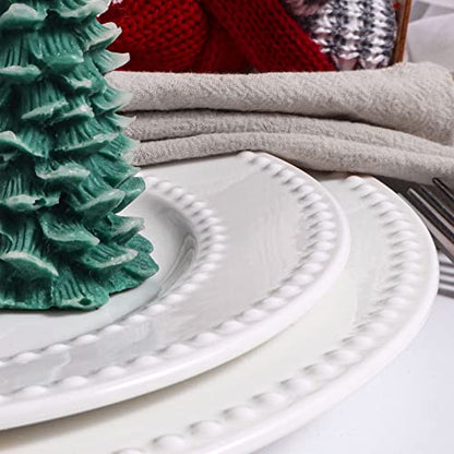 Embossed Salad Plates Set of 4, 8 inch White Ceramic Dessert Appetizer Plates, Small Dinner Plates, Restaurant Kitchen Dish, Scratch-Resistant, Chip-Resistant, Oven Microwave Dishwasher Safe - color: 8 inch-White- Dot-4pcs
