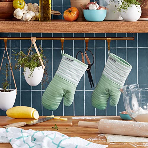 KitchenAid Albany Oven Mitt 2-Pack Set, Pistachio, 7"x13" - color: Pistachio