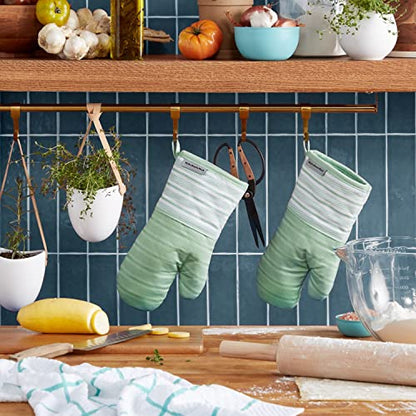 KitchenAid Albany Oven Mitt 2-Pack Set, Pistachio, 7"x13" - color: Pistachio