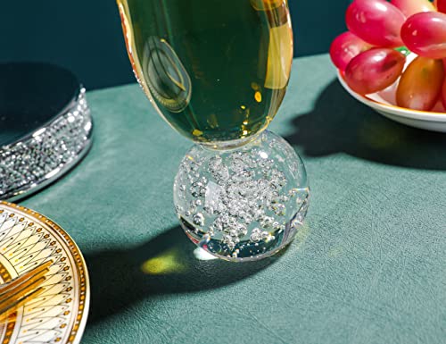 Hanjue Lead-free Crystal Champagne Glasses Set of 4, 7 Oz Clear Champagne Flutes, Ideal for Gifts, Parties,Wedding,Christmas - Long-lasting and Reusable Bar Glassware (bubble ball) - color: Bubble Ball
