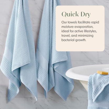 100% Cotton 6 Piece Bath Towel Set | Blue Towels | Oeko‑TEX Standard 100 | Soft & Absorbent, Quick‑Dry | Trinity Collection - Chambray Blue - color: Chambray Blue, size: 6 Piece Set