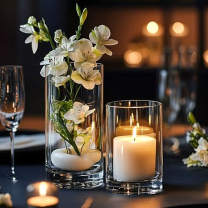 15pcs Clear Glass Vase for Centerpieces, 4,6,7.5,8,10 inch Tall Cylinder Flower Vase Bulk Floating Candle Holder for Wedding Table Home Décor and Party - size: 4+6+7.5+8+10inch