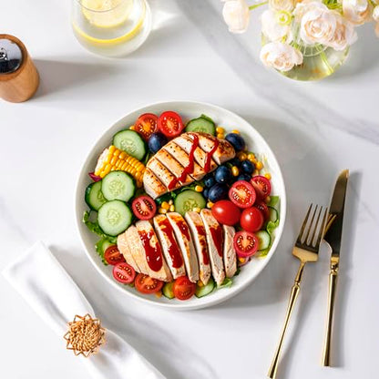 LERATIO Large Pasta Bowls,38oz Ceramic Pasta Bowls,9.25" Reactive Glaze Pasta Bowl Set of 4,Microwave & Dishwasher,Oven Safe,Wide Serving Bowls for Salad,Pasta,Fruit,Scratch Resistan -White - color: White, size: Set of 4
