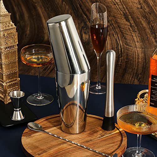 Tessco for you Cocktail Shaker Set, 16 Pcs Stainless Steel Bar Set Including Boston Shaker, Muddler, Double Measuring Jigger, Mixing Spoon, Alcohol Accessories Tool for Home Bar, Gift for Beginner