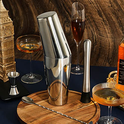 Tessco for you Cocktail Shaker Set, 16 Pcs Stainless Steel Bar Set Including Boston Shaker, Muddler, Double Measuring Jigger, Mixing Spoon, Alcohol Accessories Tool for Home Bar, Gift for Beginner