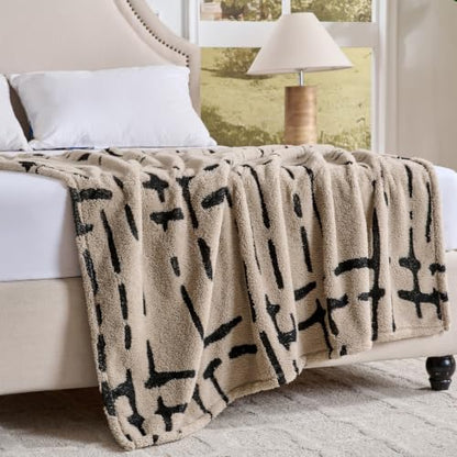 Minimalist Throw Blanket-Cozy Soft Lightweight Fuzzy Throw Blanket for Sofa, Couch, Bed & Chair,Beige, 50" x 60" - color: Beige 2