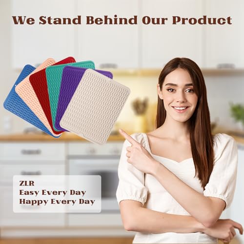 ZLR 4-in-1 Silicone Mat: Air Fryer & Coffee Maker, 12"x12", Midnight Blue | Dish Drying Mat, Heat-Resistant Trivet to 450°F, Appliance Non-Slip Base, Food-Grade, Dishwasher Safe, Rolls Up - color: Midnight Blue, size: 12" x 12"