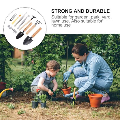 jojofuny 10pcs Succulent Garden Tools Set with Mini Shovel, Tweezers, Spray Bottle and Brush for Indoor Planting and Bonsai Care