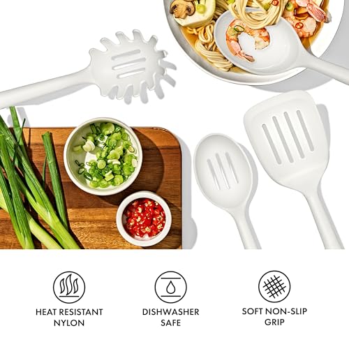 OXO Good Grips 4‑Piece Nylon Utensil Set, Oat, Cooking Utensil Set Designed to Protect Non-Stick Cookware - color: Oat