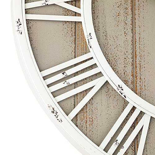 Oldtown Farmhouse Metal & Solid Wood Noiseless Wall Clock (Coastal Grey, 30-inch) - color: Coastal Grey, size: 30-inch